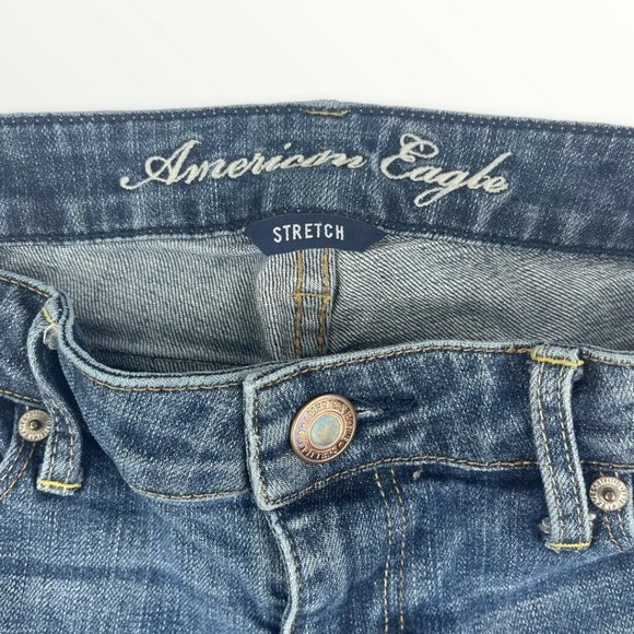American Eagle Womens Size 4 Short Skinny Cropped Jeans Cuff Medium Dark Wash - Picture 4 of 10
